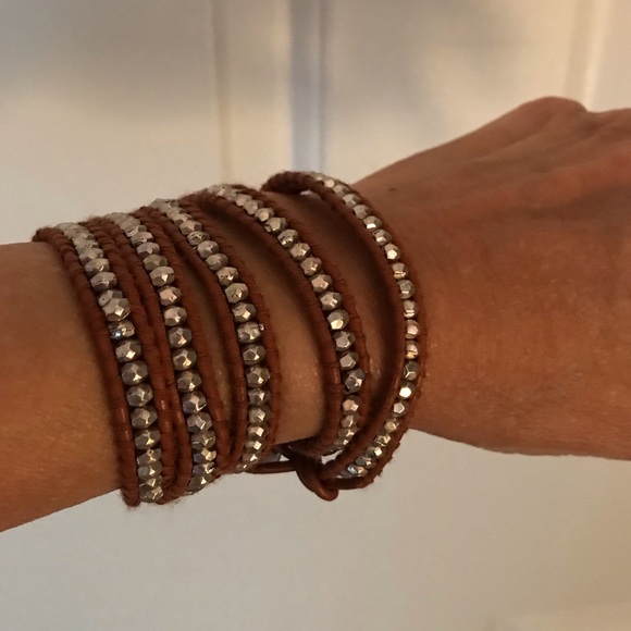 NWT leather and silver 5 wrap bracelet - Picture 3 of 3